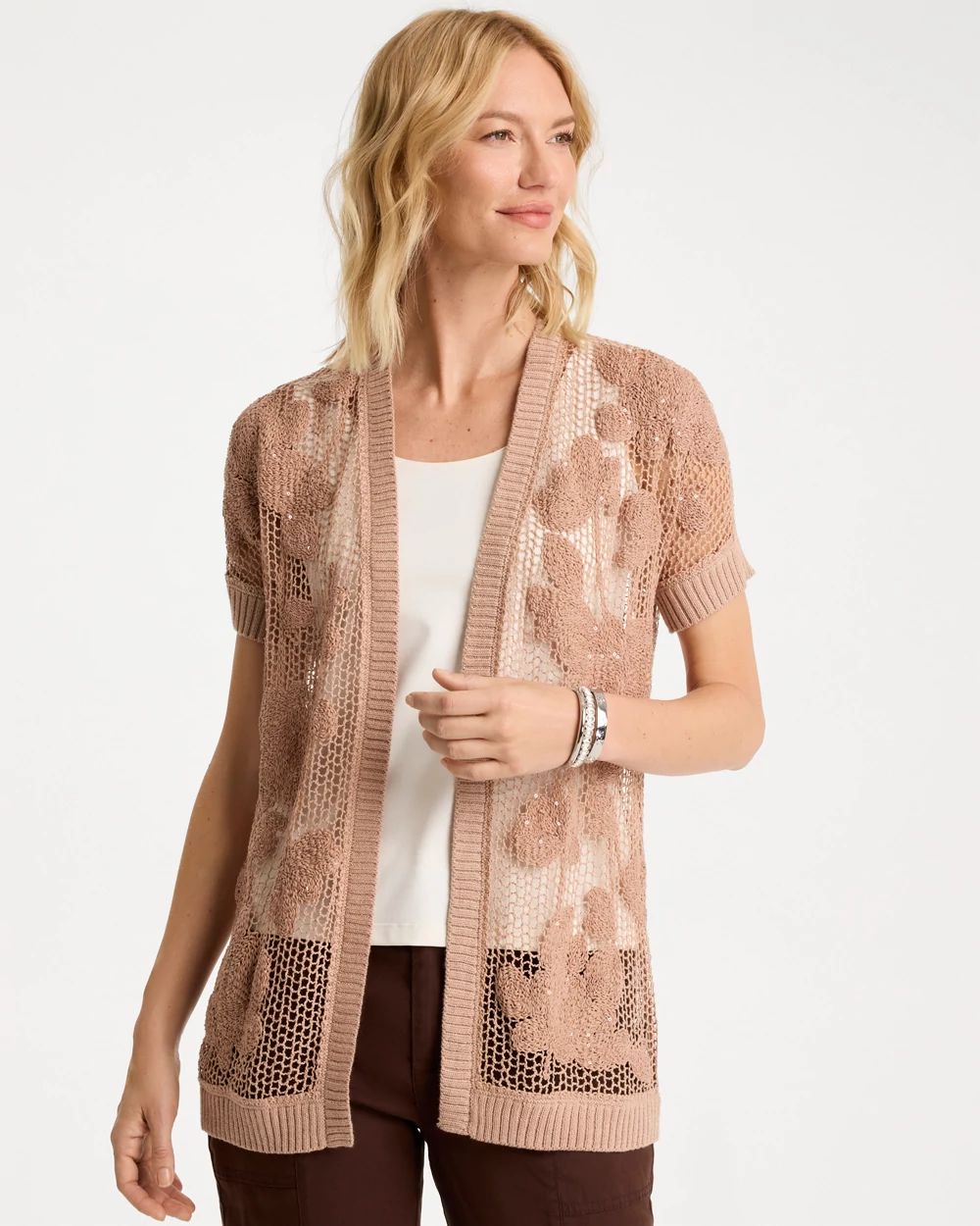 Cotton-Blend Crochet Cocoon Cardigan | Chico's